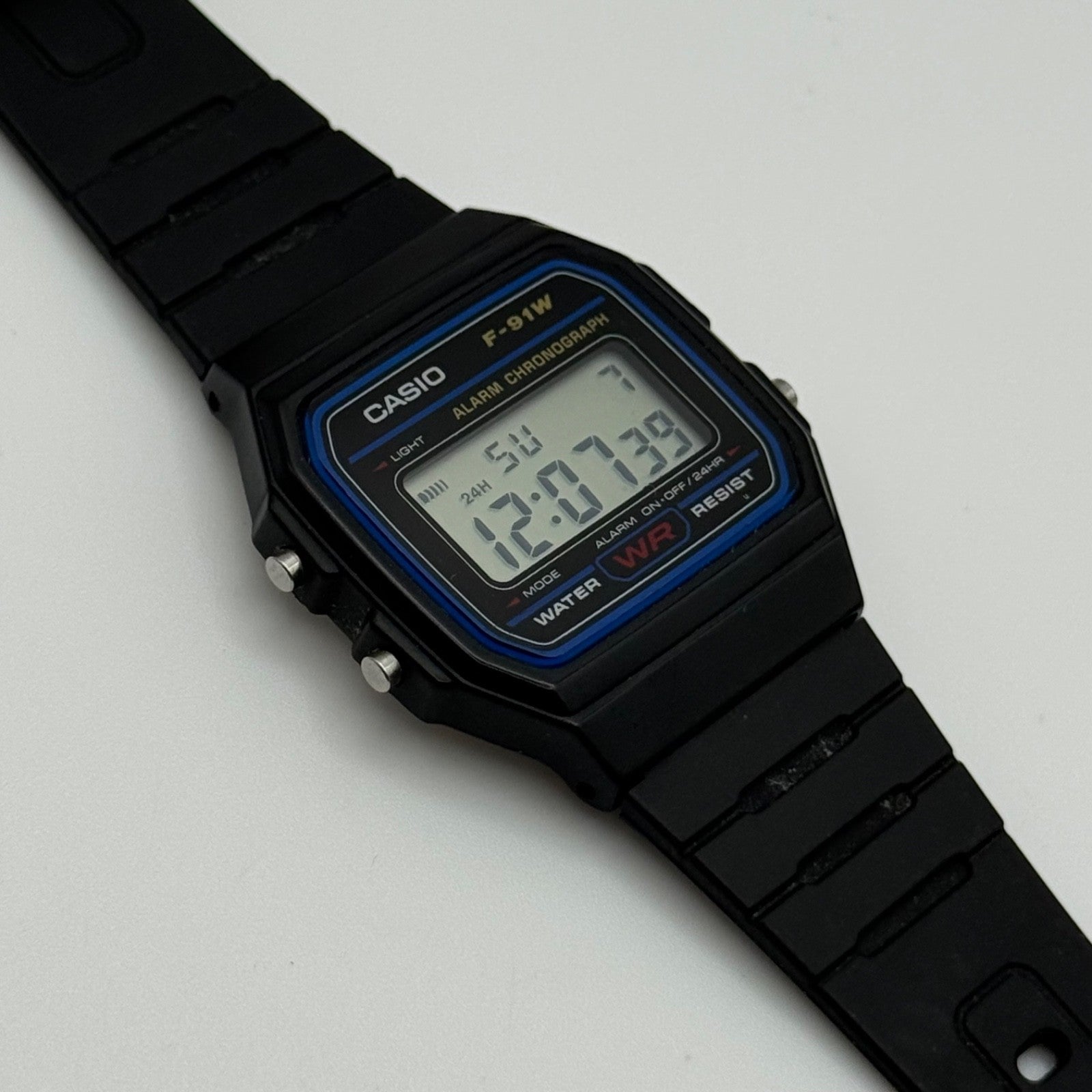 Casio Digital Watch F-91W 593 Alarm Chronograph Quartz 35mm Unisex Rubber Strap