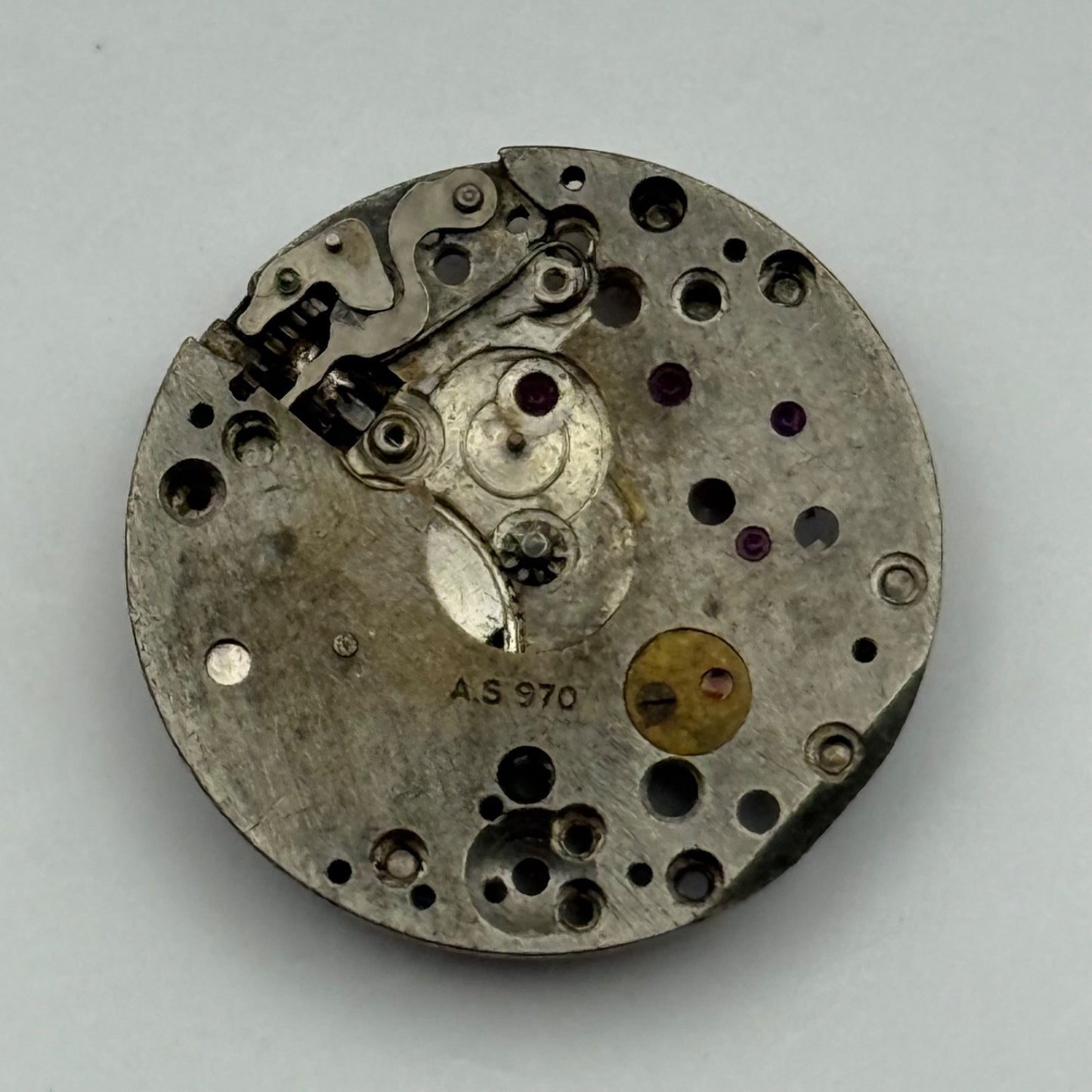 AS 970 Watch Movement Manual Wind Vintage Swiss Incomplete Parts Repair 19.6mm