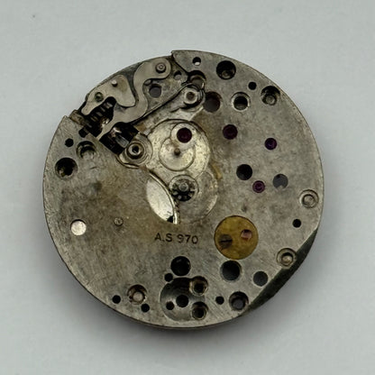 AS 970 Watch Movement Manual Wind Vintage Swiss Incomplete Parts Repair 19.6mm