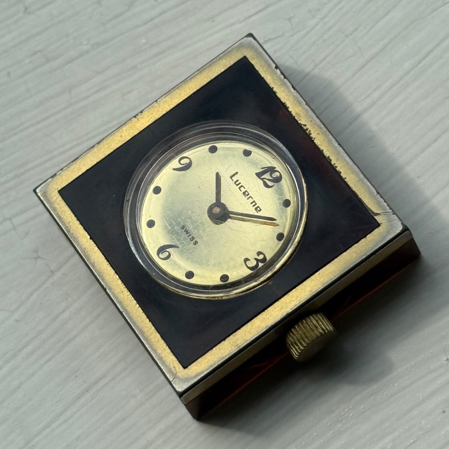 32mm Vintage Square Lucerne Acrylic Case EB 8461 Manual Wind Swiss Watch - PARTS