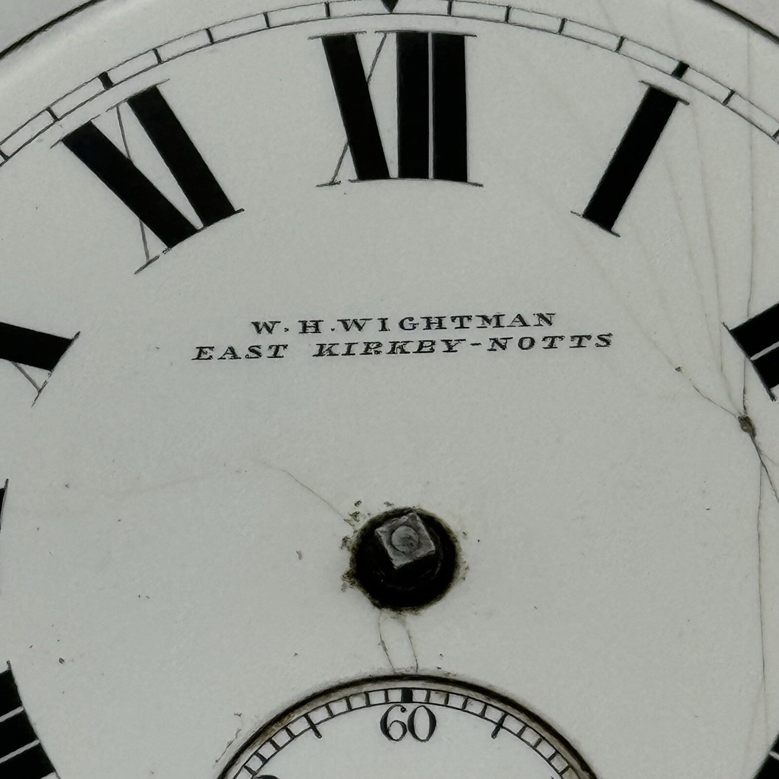 50mm W H Wightman East Kirkby-Notts Large Fusee Pocket Watch Movement FOR PARTS