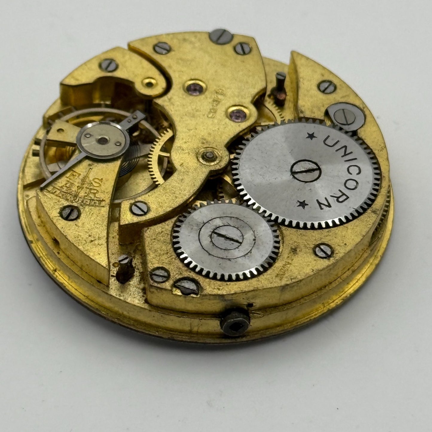 Unicorn Pocket Watch Movement Open Face 15 Jewels Swiss Parts Repair 41.1mm