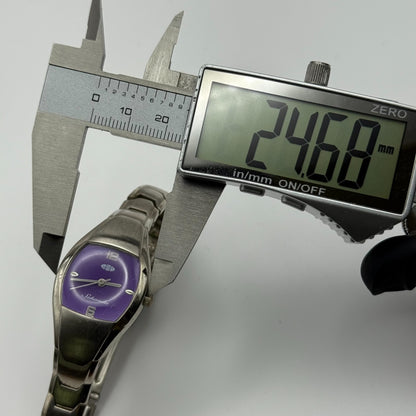 Sekonda Ladies Quartz Watch Purple Dial Silver Tone Bracelet Steel Working 24mm
