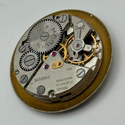 Marvin 560 Watch Movement Manual Wind Vintage Swiss 17 Jewels Parts 23.6mm