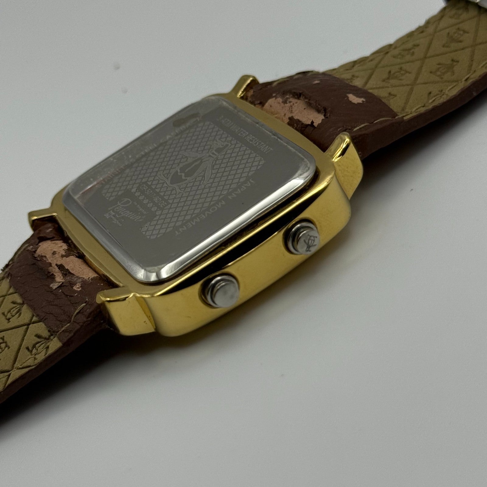 An Original Penguin Digital Quartz Watch Gold Tone Case Japan Working 41mm