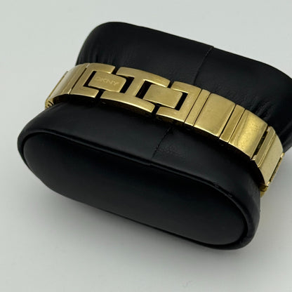 12mm Working Ladies Gold Plated DKNY NY-3814 Quartz Rectangle Watch 5.5 Inches