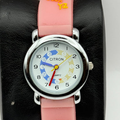 Citron Kids Quartz Watch ABC Alphabet Design Pink Strap Working 27mm New Battery
