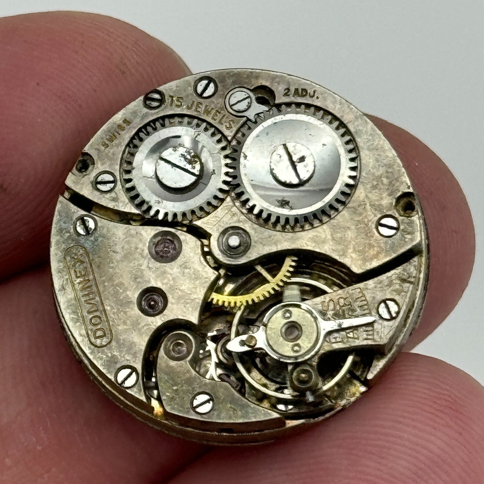 23.6mm Dominex Balance Ok 15 Jewels Swiss 2 Adj Manual Wind Watch Movement PARTS