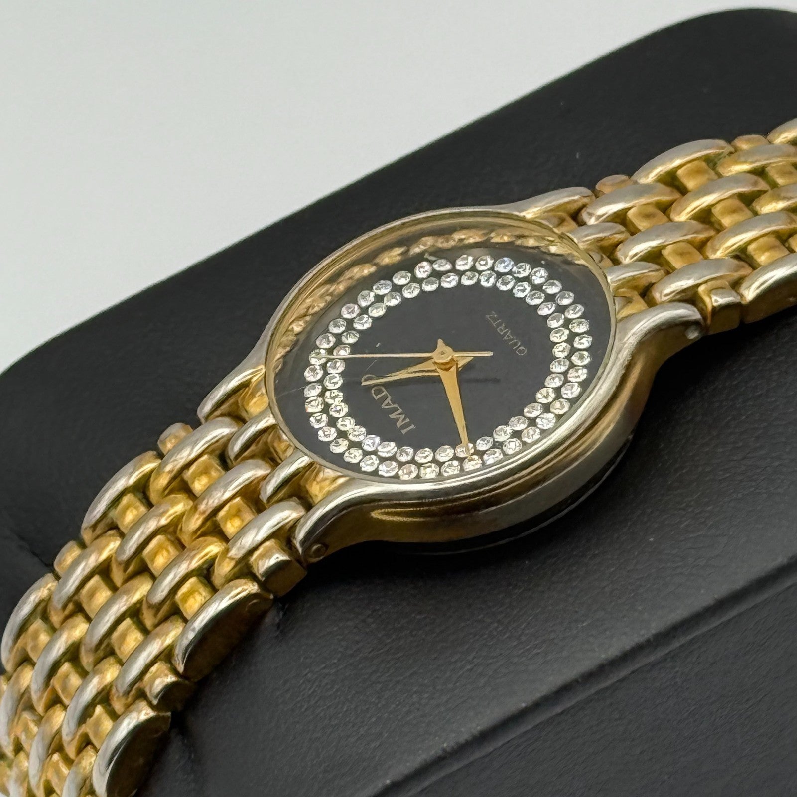 Imado Ladies Quartz Watch Crystal Accents Dial Two Tone Bracelet Working 23mm