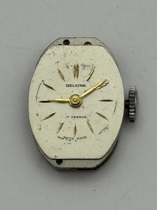 12.5mm Vintage Delvina AS 1051 Manual Wind Swiss Watch Movement PARTS REPAIR