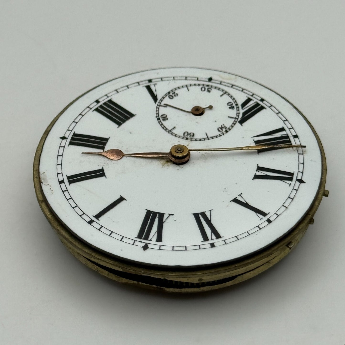 43.2mm Antique Key Wound Balance Intact Pocket Watch Movement Dial Hands PARTS