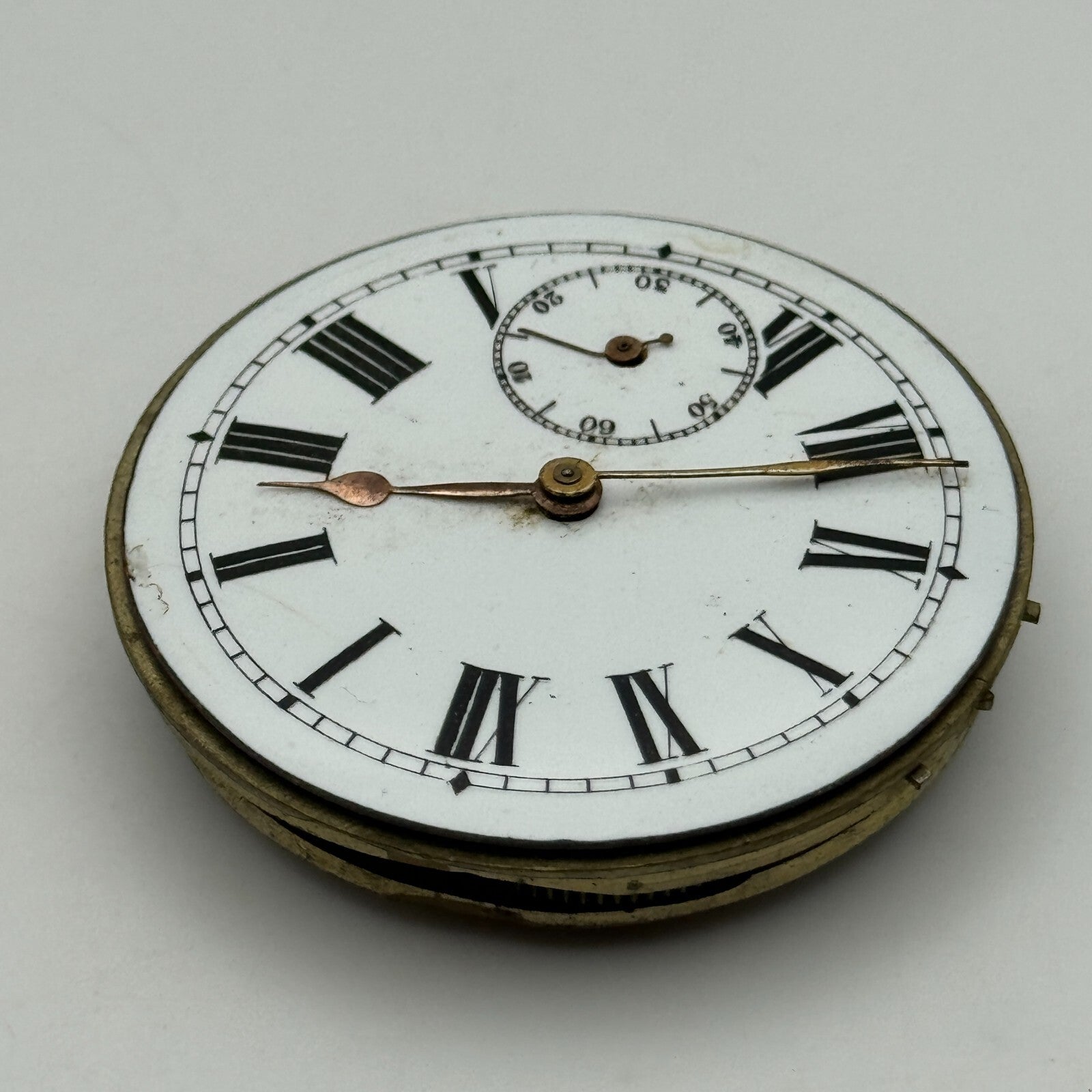 43.2mm Antique Key Wound Balance Intact Pocket Watch Movement Dial Hands PARTS