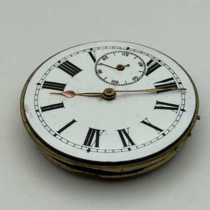 43.2mm Antique Key Wound Balance Intact Pocket Watch Movement Dial Hands PARTS