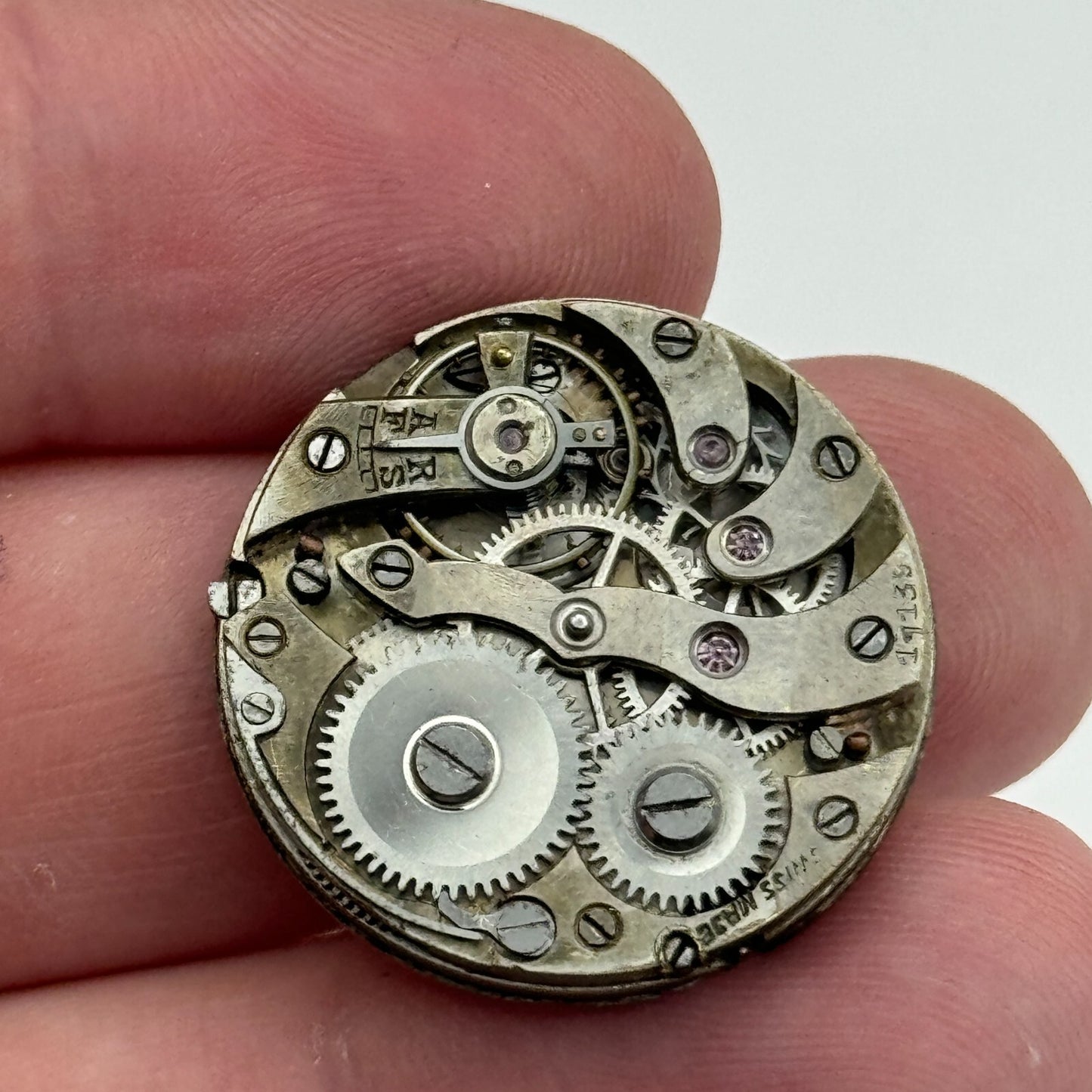 24.9mm Unidentified Swiss Balance Ok Trench Watch Movement Manual Wind PARTS