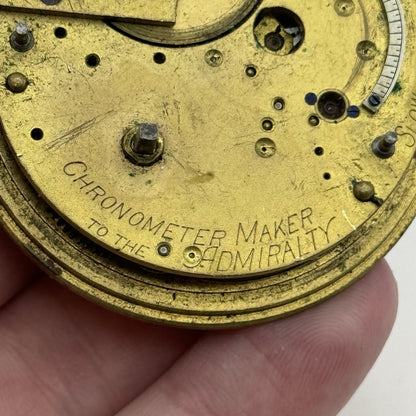 50.1mm Antique Chronometer Maker London Fusee Pocket Watch Movement - PARTS