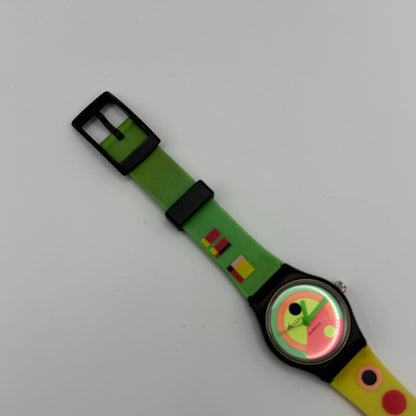 Tikkers Unisex Kids Quartz Watch Colorful Dial Green Yellow Strap Working 24mm