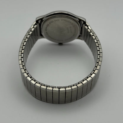 Adina Design Ladies Quartz Watch Date Dial Silver Tone Stretch Band Working 33mm