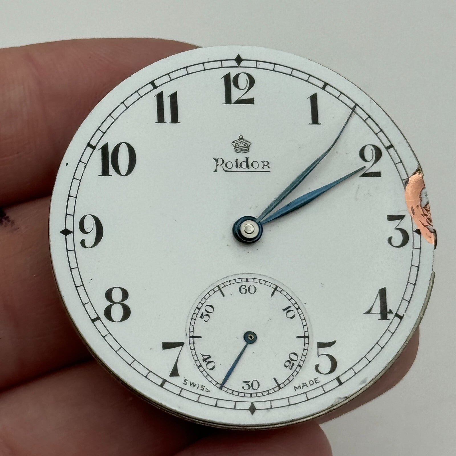 43mm Good Quality Roldor 17 Jewels Hunter Swiss Pocket Watch Movement FOR PARTS