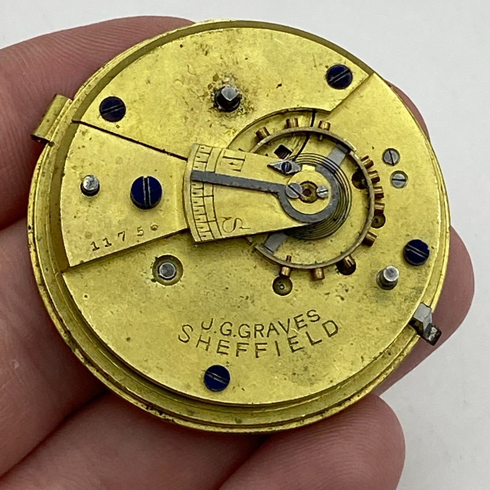 44.9mm Antique J G Graves The English Express Lever Pocket Watch Movement PARTS