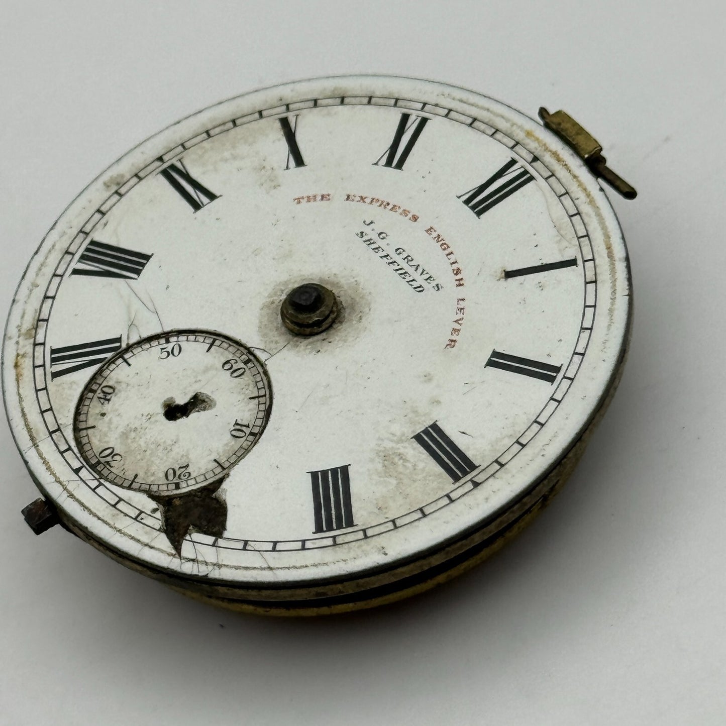 44.7mm Antique J G Graves English Express Lever Pocket Watch Movement PARTS