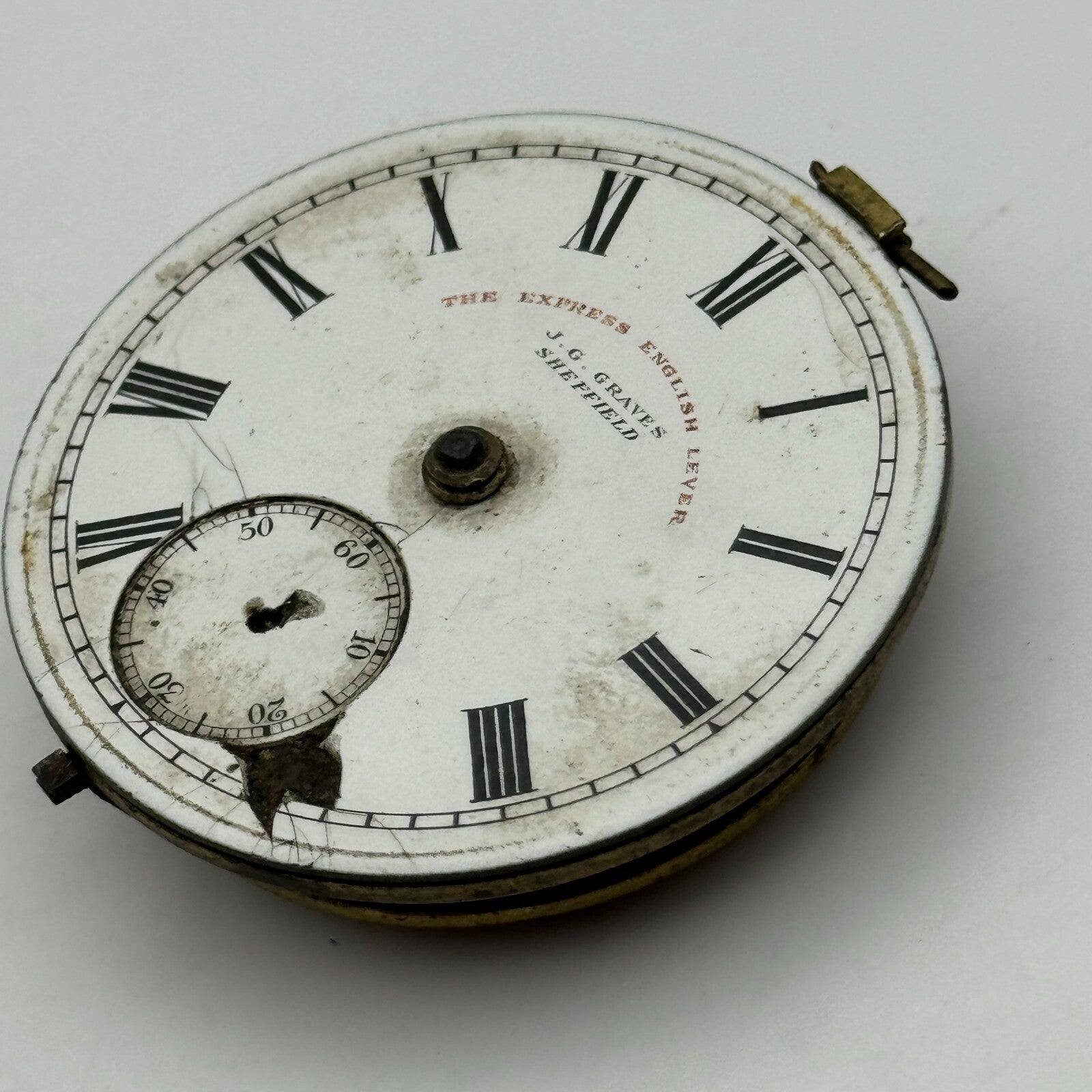 44.7mm Antique J G Graves English Express Lever Pocket Watch Movement PARTS