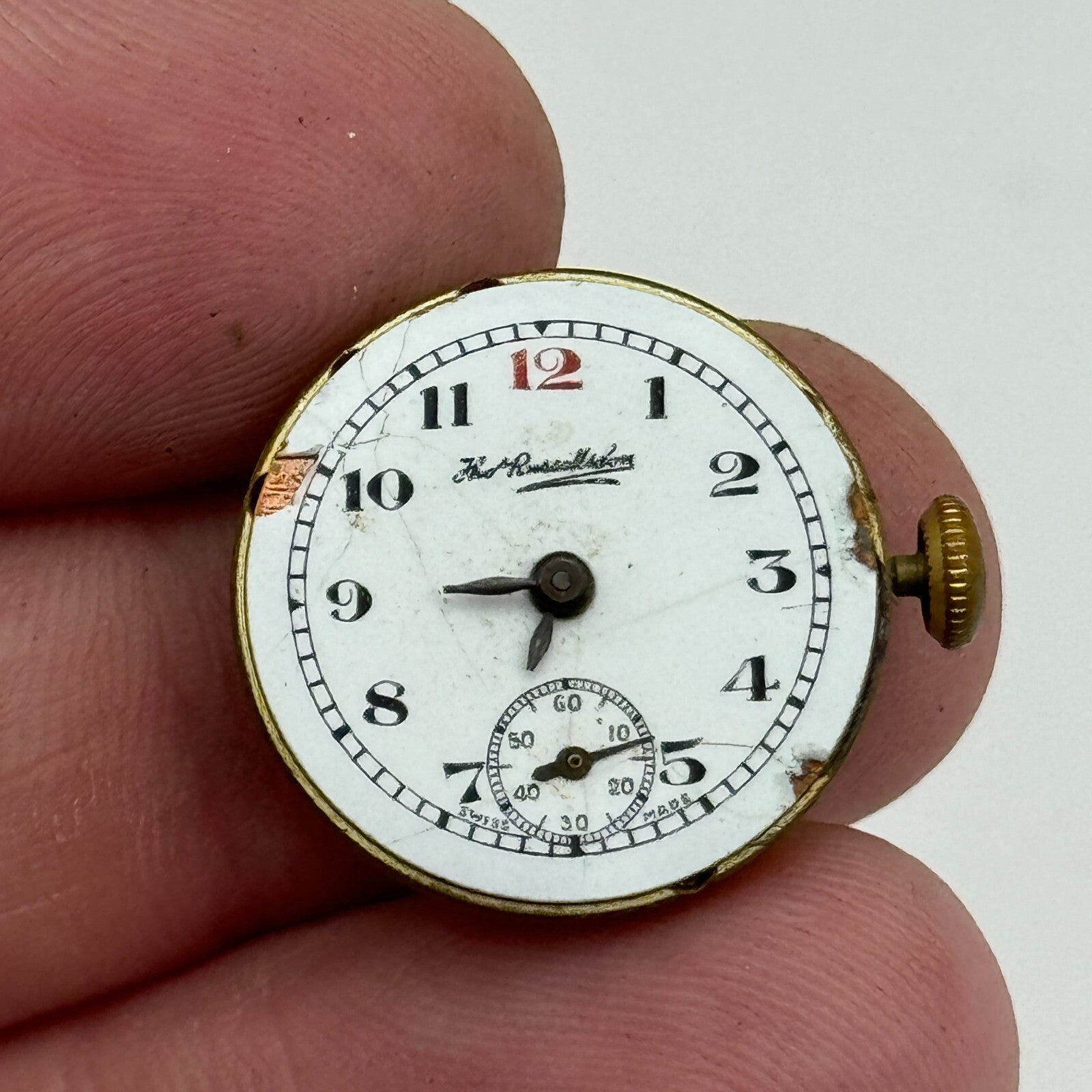 19.7mm Thomas Russell & Son Revue Manual Wind Watch Movement Swiss Vintage PARTS
