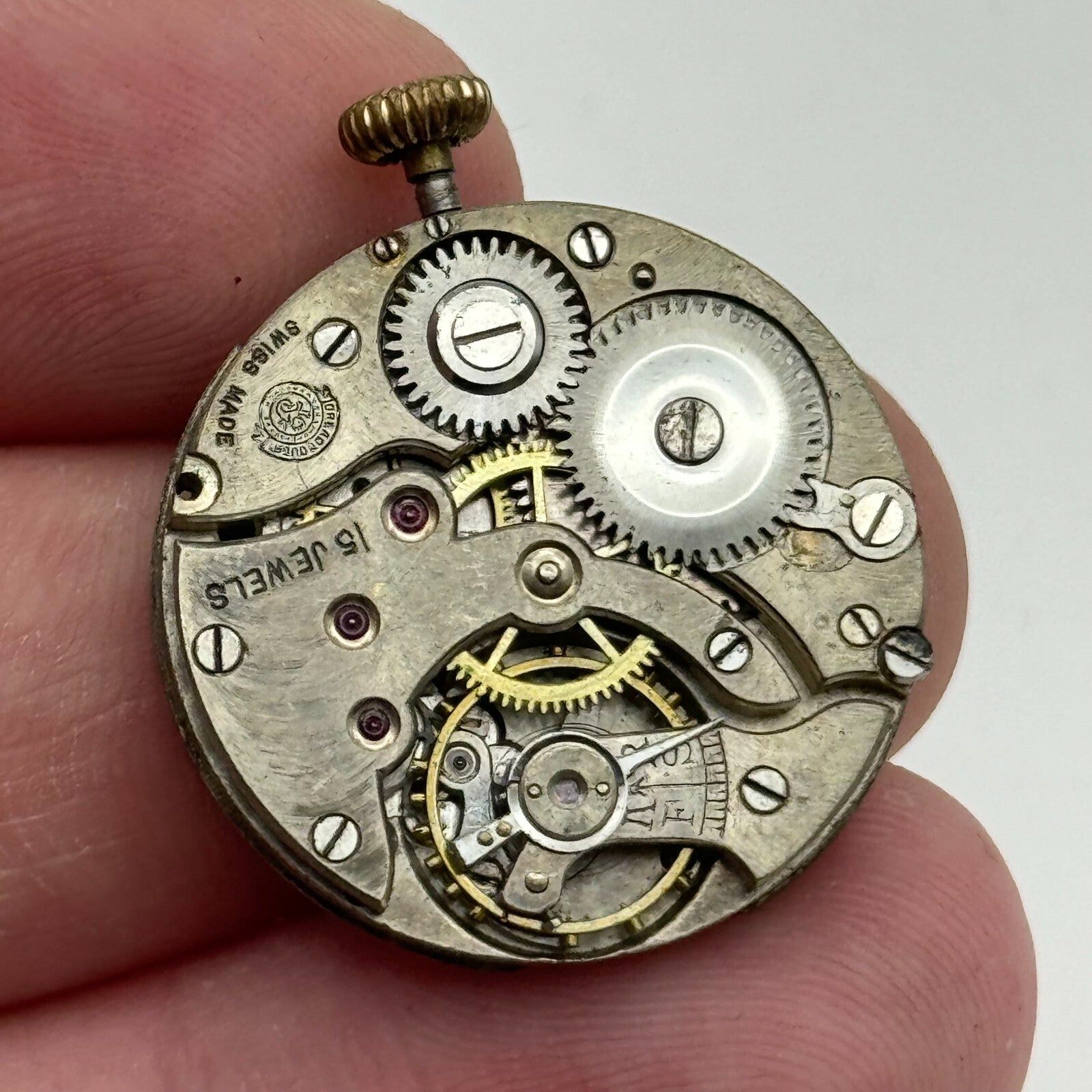 25mm Dreadnought Balance Ok Trench Watch Movement 15 Jewels Vintage Swiss PARTS