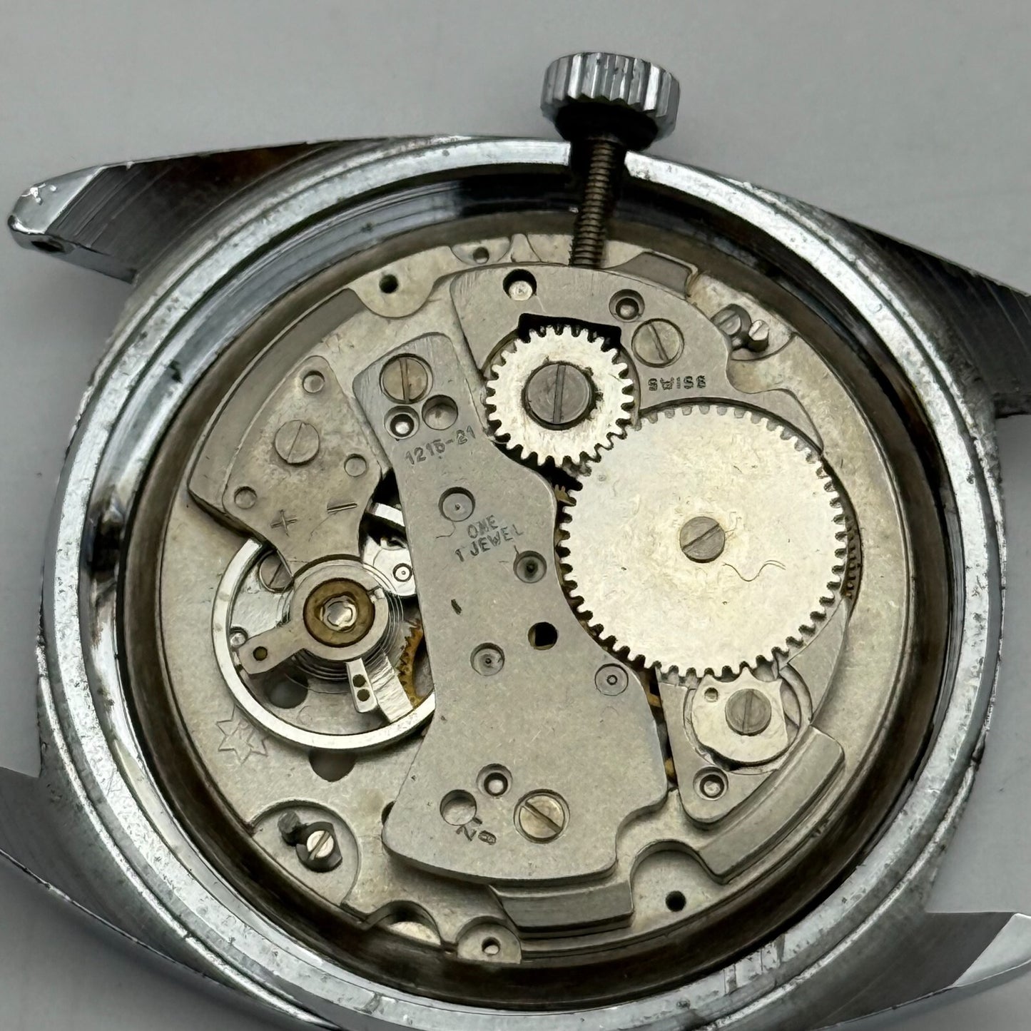 34mm Men’s Vintage Ingersoll Ronda RL 1215-21 Date Dial Swiss Watch PARTS REPAIR