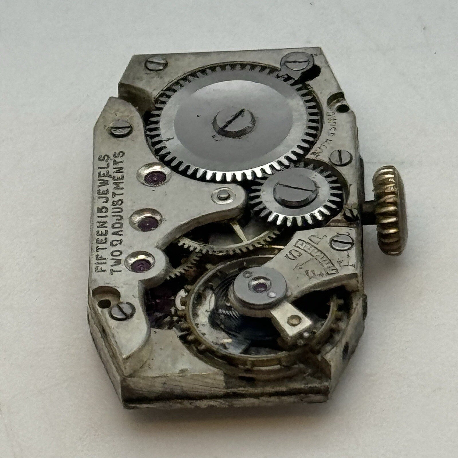 15.1mm Running Art Deco Tank Watch Movement Dial Hands Restoration Repair Parts