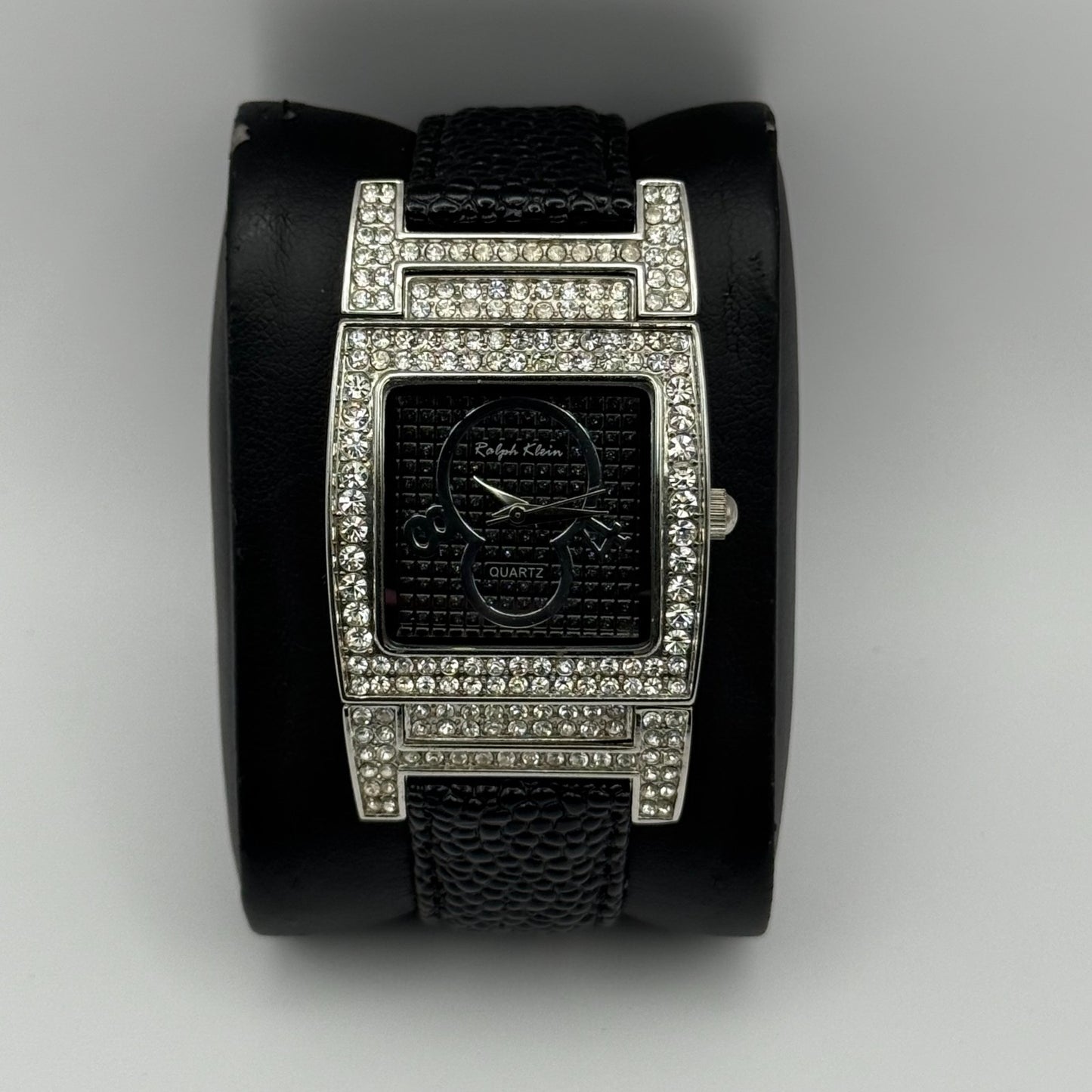 Ralph Klein CNL Ladies Quartz Watch Black Dial Crystal Bezel Working 29mm