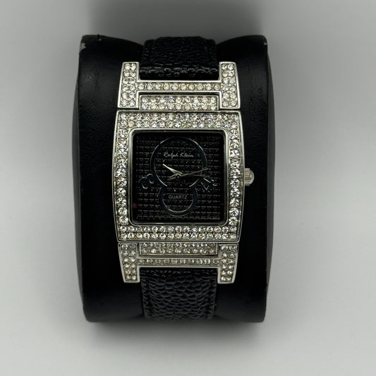Ralph Klein CNL Ladies Quartz Watch Black Dial Crystal Bezel Working 29mm
