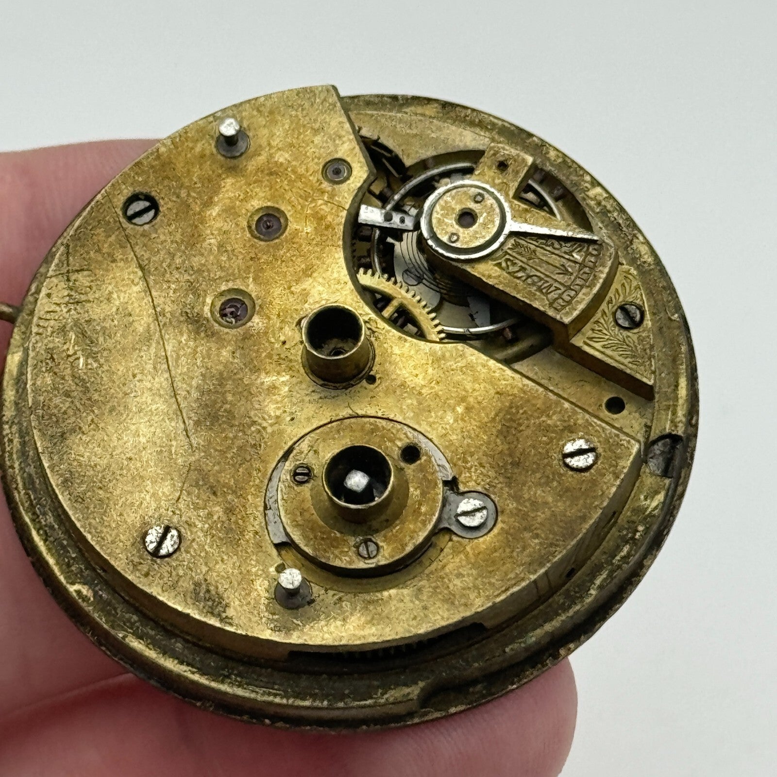 46.8mm Antique Unidentified Key Wound Pocket Watch Movement PARTS REPAIR SPARES