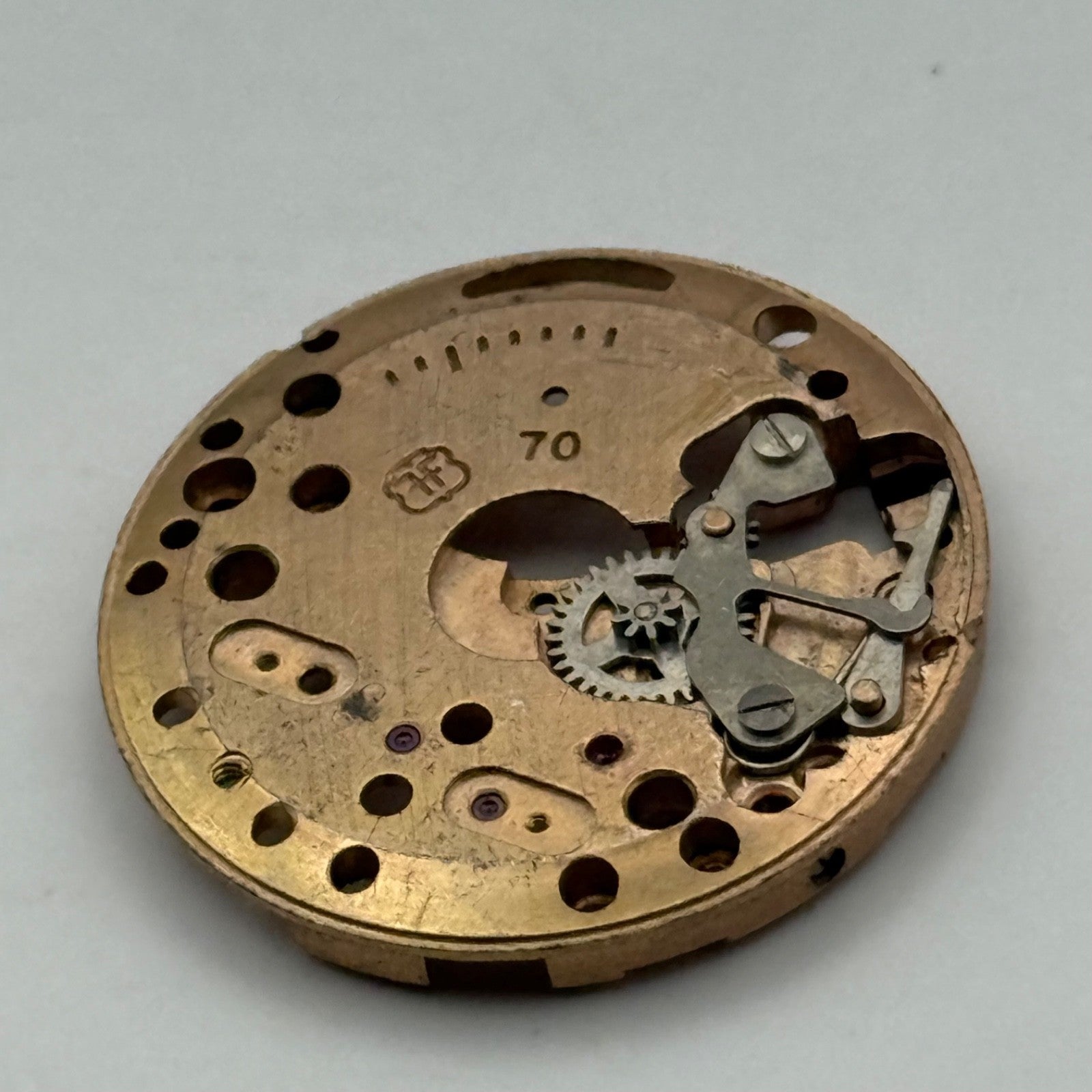 FHF 70 Watch Movement Main Plate Manual Wind Vintage Swiss Parts Repair 23.6mm