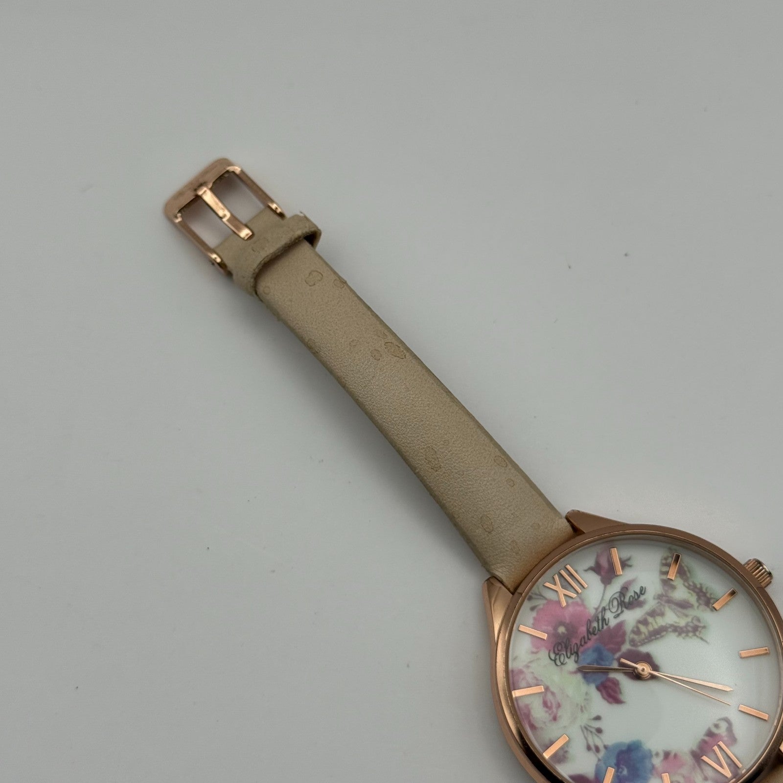 Elizabeth Rose Ladies Quartz Watch Floral Dial Rose Gold Tone Working 36mm