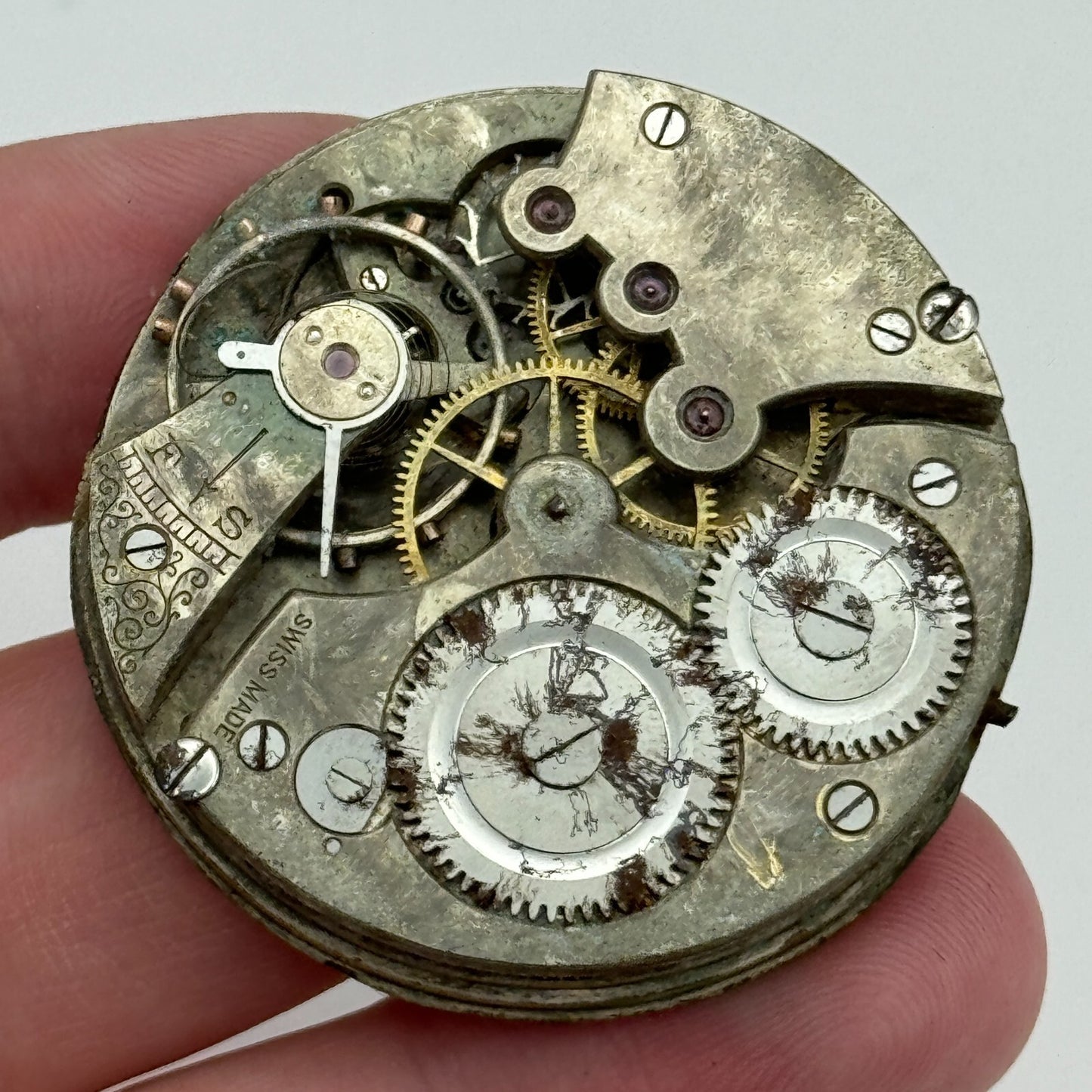 42.3mm J Hewitt Coventry Unique Swiss Made Hunter Pocket Watch Movement PARTS