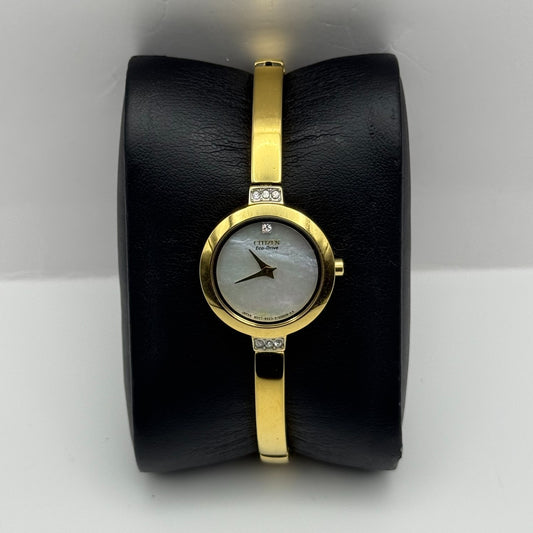 Citizen Eco-Drive Ladies Quartz Watch MOP Dial Gold Tone Japan 21mm PARTS REPAIR