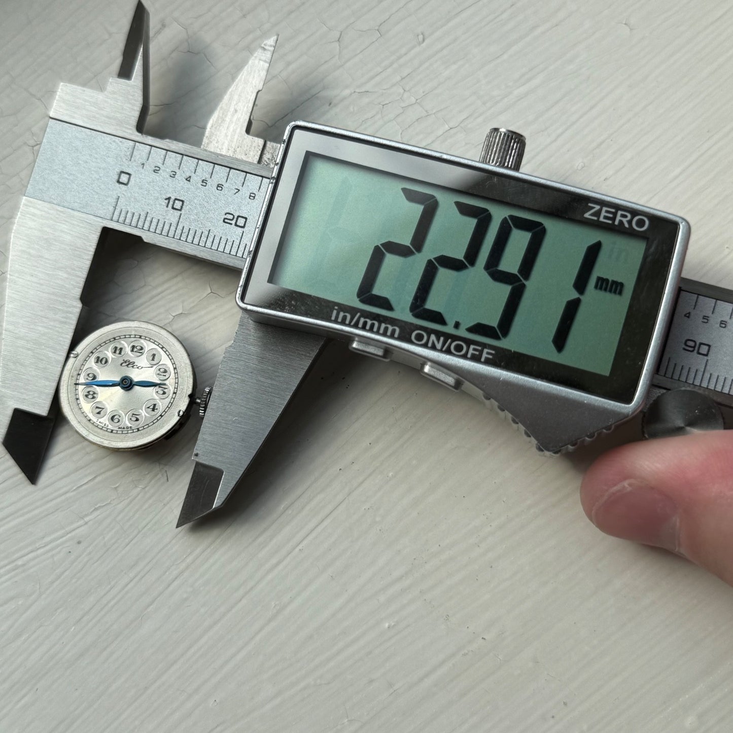 22mm Vintage Elco Bullseye Silver Ring Dial Manual Wind Watch PARTS / REPAIR