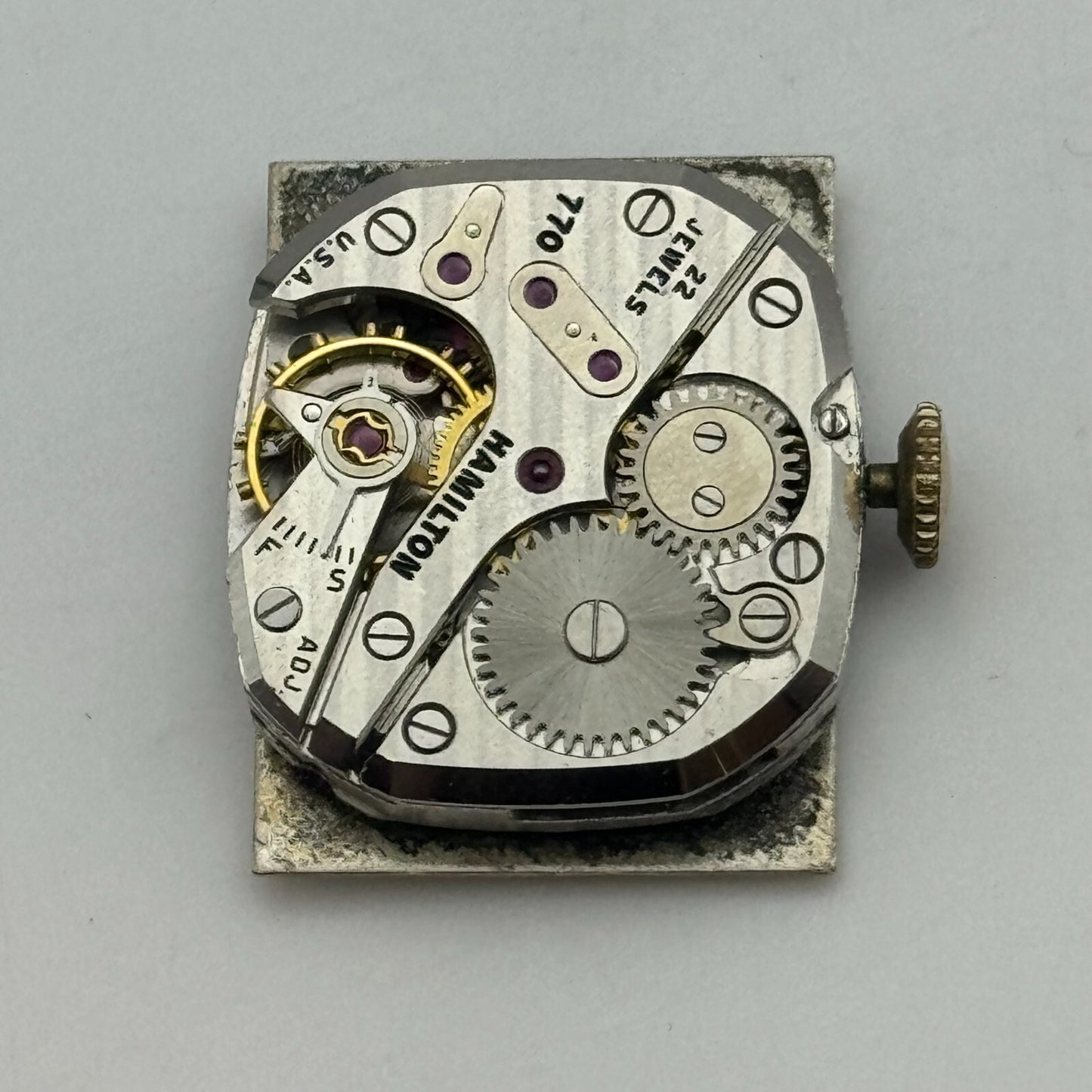 20.4mm Running Hamilton Cal 770 Manual Wind 22 Jewels USA Watch Movement PARTS