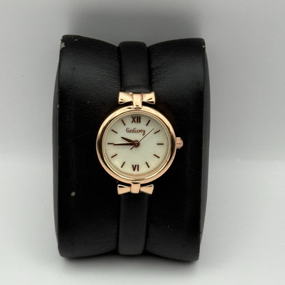 GoGoey Ladies Quartz Watch Mother of Pearl Dial Black Strap Working 24mm