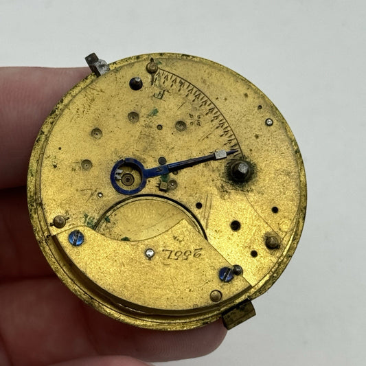 44.8mm Antique Unidentified English Fusee Pocket Watch Movement - PARTS REPAIR