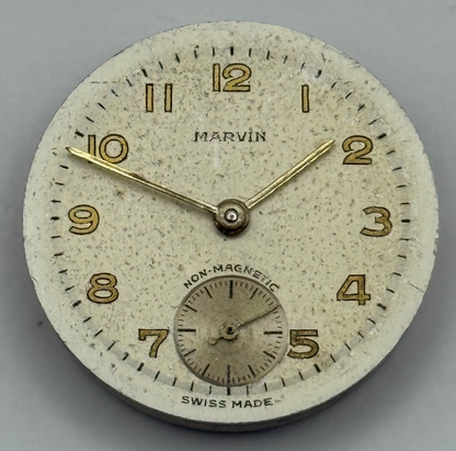 Marvin 17 Jewels Non Magnetic Watch Movement Manual Wind Vintage Parts 23.2mm