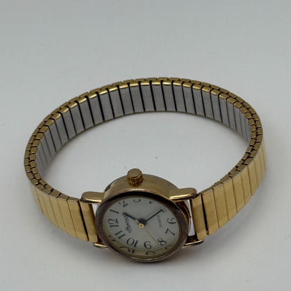 Ingersoll Ladies Quartz Watch White Dial Gold Tone Stretch Band Working 21mm