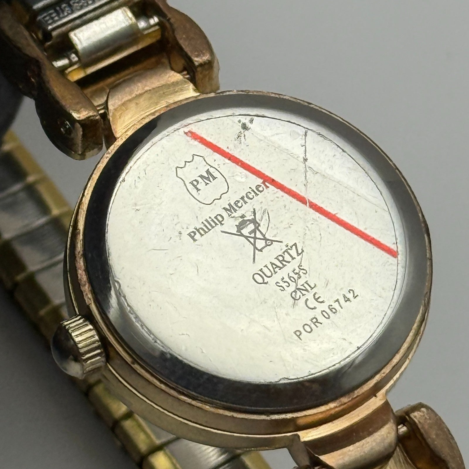 21mm Working Ladies Two Tone Philip Mercier S565S Quartz Watch Expandable Strap