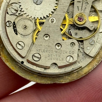 25.9mm Helbros PS32 Manual Wind Swiss 7 Jewels Watch Movement Vintage PARTS