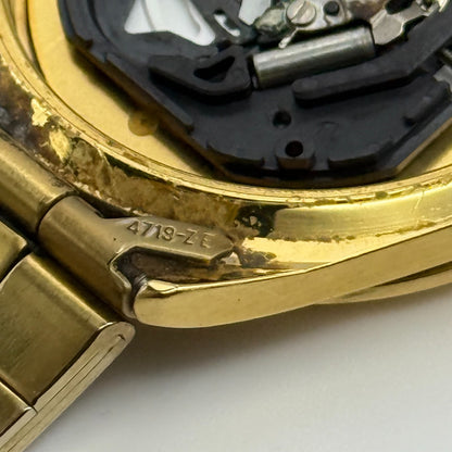 Seiko Mens Quartz Watch 7N43-9070 Gold Tone Bracelet Japan 36mm PARTS REPAIR