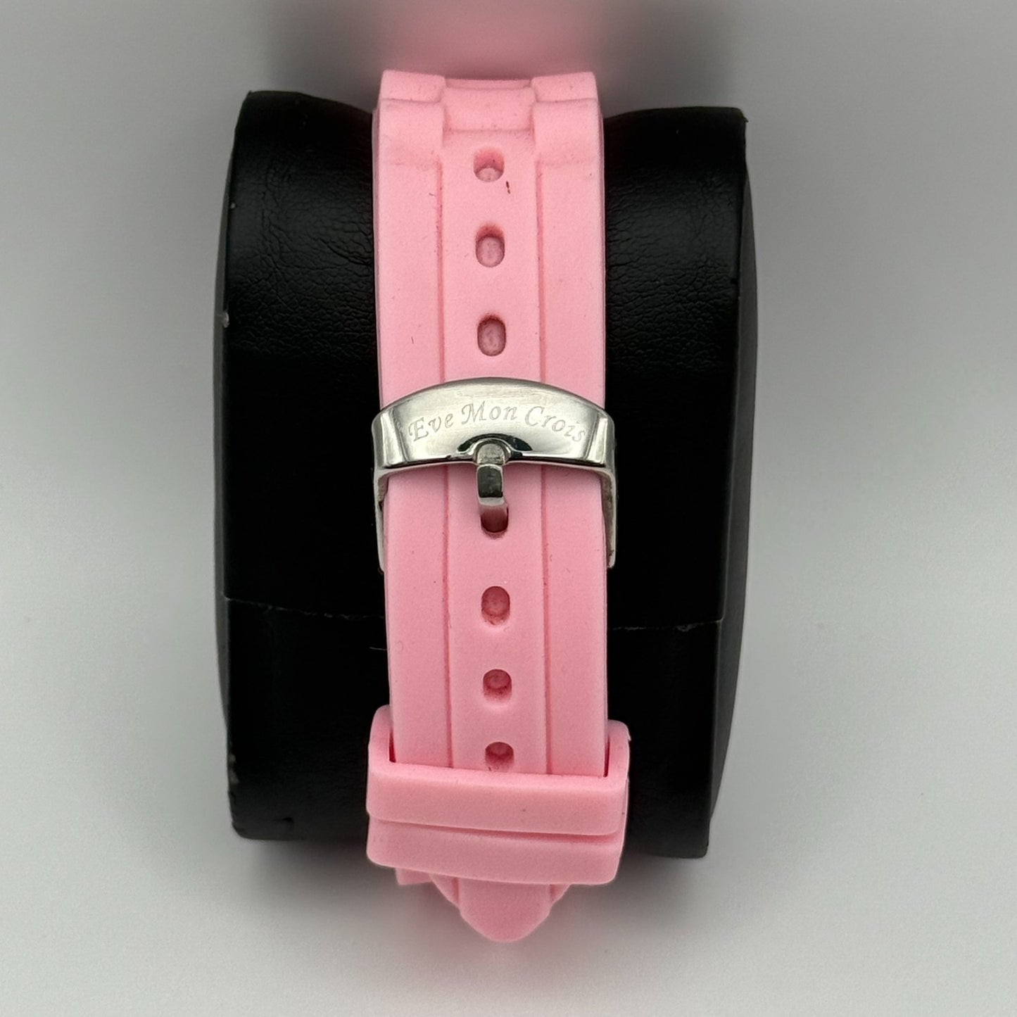 Eve Mon Crois Ladies Quartz Watch Pink Dial Crystal Accents Japan Working 36mm