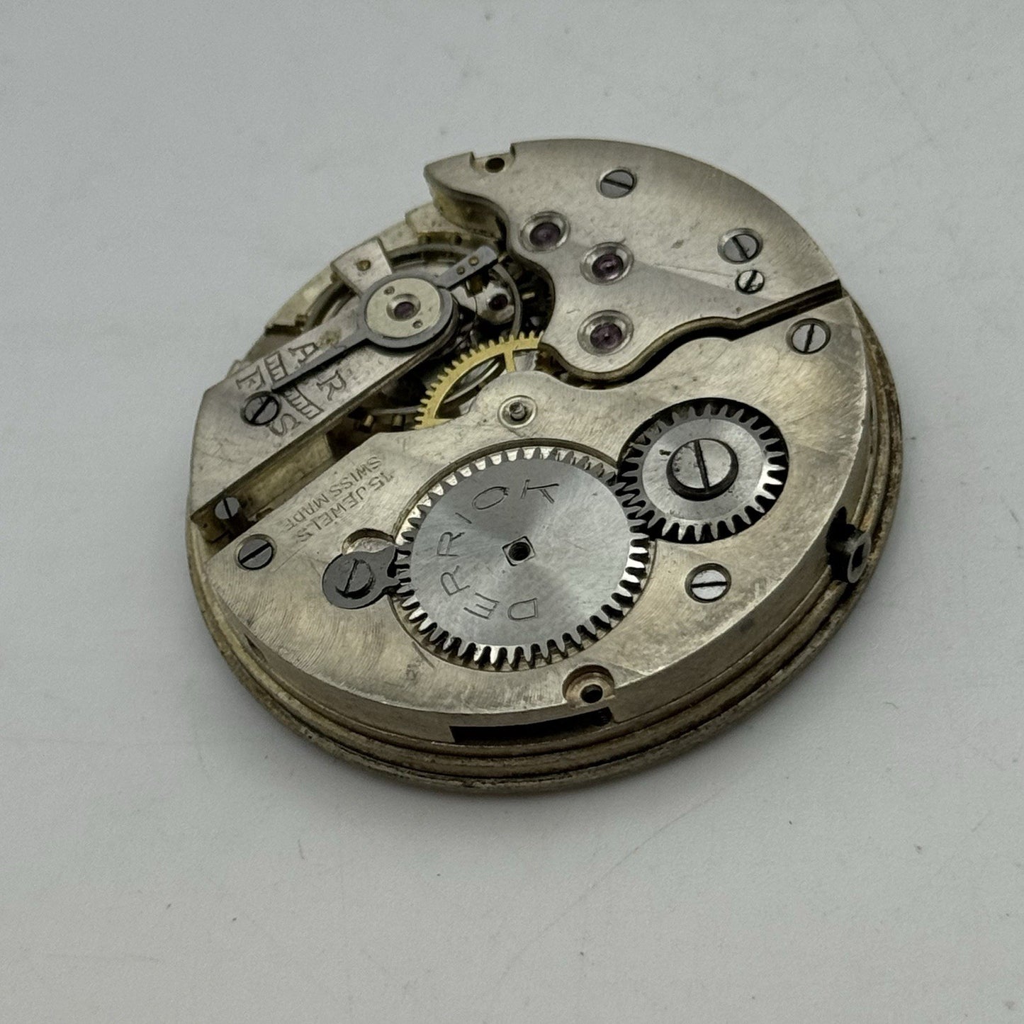 43mm Derrick 15 Jewels Swiss Vintage Hunter Pocket Watch Movement PARTS REPAIR