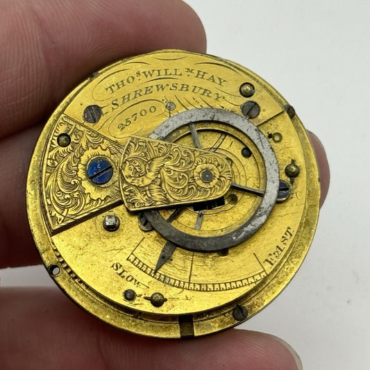 38.7mm Antique Verge Fusee Thomas William Hay Shrewsbury Pocket Watch Movement