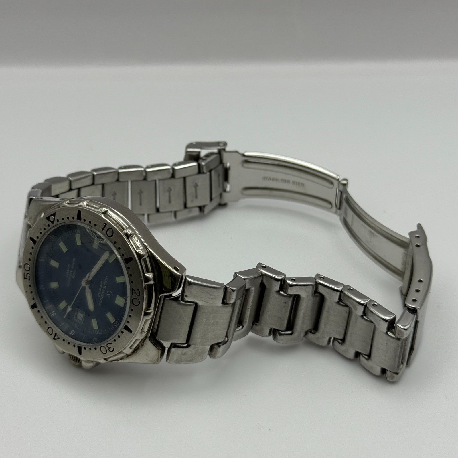 Claude Valentini Sports 900 Men’s Quartz Watch Date Steel Bracelet Working 39mm