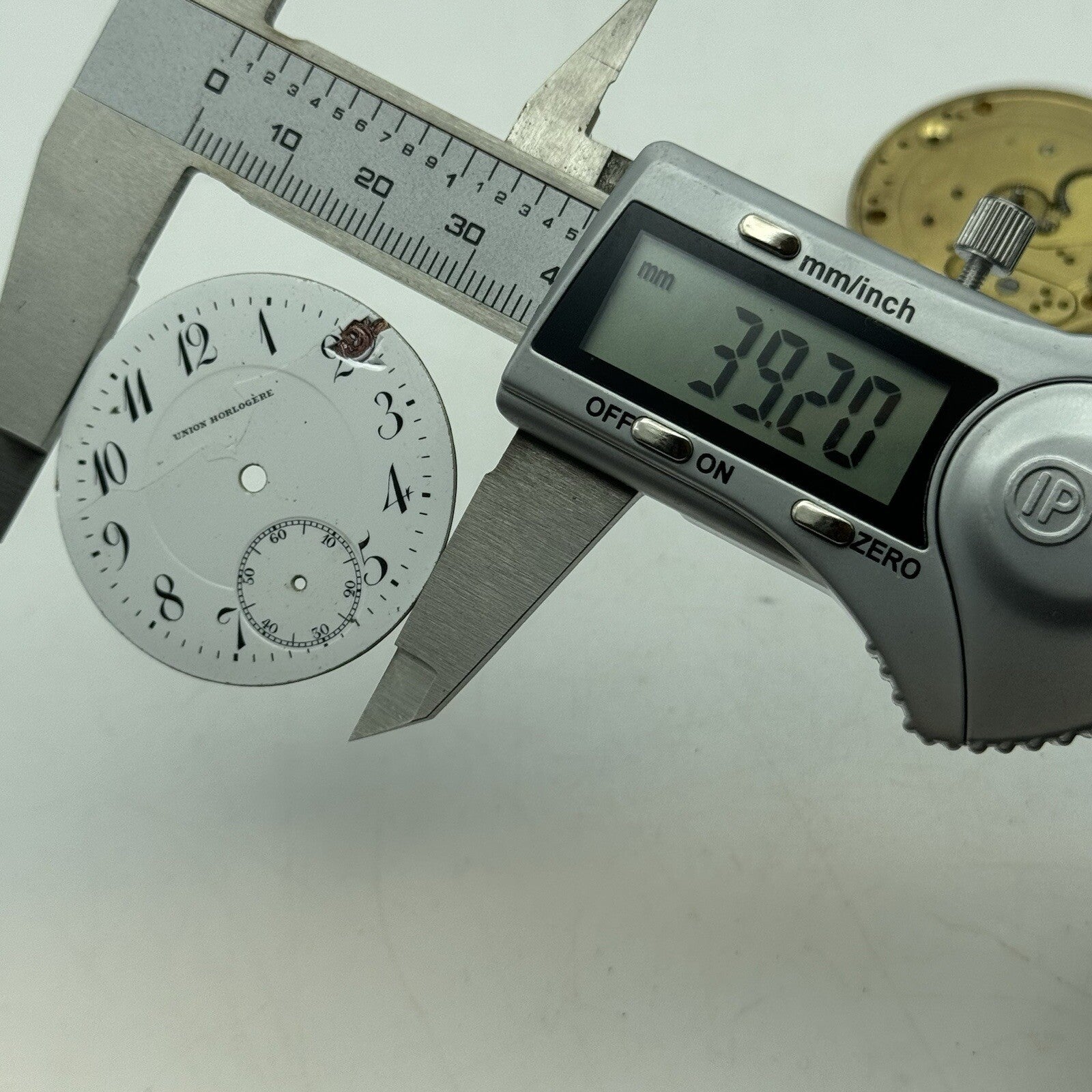 41.4mm Union Horlogere U H Pocket Watch Movement Dial FOR PARTS Restore